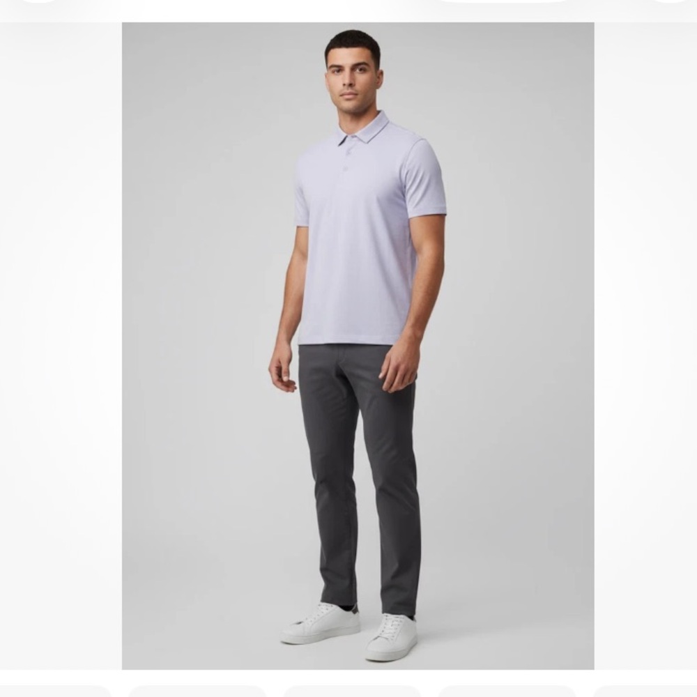 Lululemon Men’s Evolution Short Sleeve Light Purple Polo Shirt Large - Picture 2 of 9